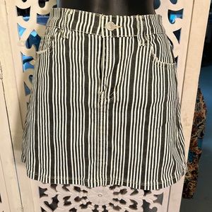SKY and SPARROW- Super cute black and white striped denim mini skirt. Size 7